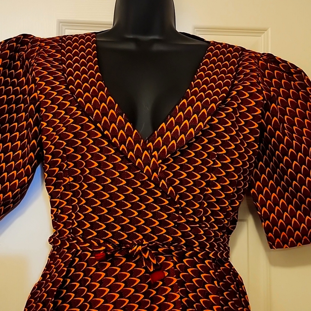 Ankara African Print Wrap Dress - Picture 3 of 9
